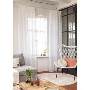 Elbersdrucke 201401 Curtain with Hidden Tabs Fluffy Dots 00 White Transparent 255 x 140 cm Elbersdrucke 201401 Curtain with Hidden Tabs Fluffy Dots 00 White Transparent 255 x 140 cm