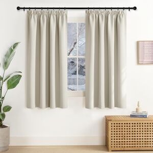 NICETOWN Short Blackout Curtains, Beige Curtains with Ruffle Tape, Set of 2, 145 x 140 cm (H x W), Window Curtain, Opaque for Rail, Thermal Curtain, Heat Protection, Light Beige NICETOWN Short Blackout Curtains, Beige Curtains with Ruffle Tape, Set of 2, 145 x 140 cm (H x W), Window Curtain, Opaque for Rail, Thermal Curtain, Heat Protection, Light Beige