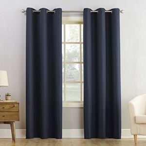 No. 918 Montego Casual Textured Semi-Sheer Grommet Curtain Panel Pair, 48" x 84", Navy, 2-Pack No. 918 Montego Casual Textured Semi-Sheer Grommet Curtain Panel Pair, 48" x 84", Navy, 2-Pack