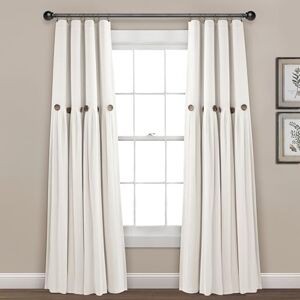 Lush Decor Linen Button 100% Lined Blackout Window Curtain Panel Off White Single 40X84 Lush Decor Linen Button 100% Lined Blackout Window Curtain Panel Off White Single 40X84
