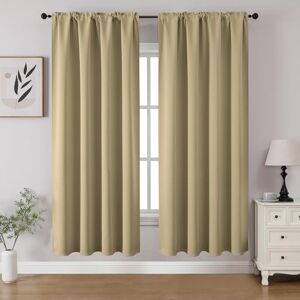 CUCRAF Blackout Curtains Room Darkening Window Curtain Panels, Rod Pocket Thermal Insulated Solid Drapes for Bedroom Living Room, Set of 2 Panels. 52 x 63 inch, Beige CUCRAF Blackout Curtains Room Darkening Window Curtain Panels, Rod Pocket Thermal Insulated Solid Drapes for Bedroom Living Room, Set of 2 Panels. 52 x 63 inch, Beige