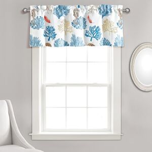 Lush Decor Coastal Reef Feather Light Filtering Window Curtain Valance, 18" L x 52" W, Blue & Coral Lush Decor Coastal Reef Feather Light Filtering Window Curtain Valance, 18" L x 52" W, Blue & Coral