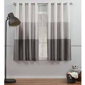 Exclusive Home Chateau Striped Faux Silk Grommet Top Curtain Panel Pair, 54"x63", Black Pearl Exclusive Home Chateau Striped Faux Silk Grommet Top Curtain Panel Pair, 54"x63", Black Pearl