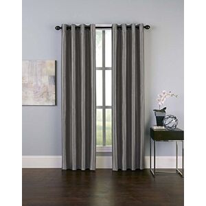 Curtainworks Malta Faux Silk Grommet Curtain Panel, 50 by 144", Pewter Curtainworks Malta Faux Silk Grommet Curtain Panel, 50 by 144", Pewter