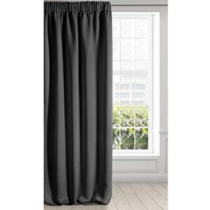 Eurofirany Extra Long Blackout Curtain-1 Unit Rod Pocket, Rufflette Tape, Light Blocking Darkening Bedroom Living Room, Polyester, Black, W53 x L106 Eurofirany Extra Long Blackout Curtain-1 Unit Rod Pocket, Rufflette Tape, Light Blocking Darkening Bedroom Living Room, Polyester, Black, W53 x L106