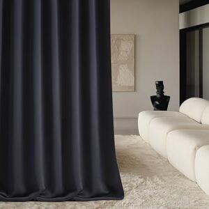 ROOM99 Aura Curtain with Ruffle Tape, 140 x 250 cm, Width x Height Sliding Curtains, Modern Curtain, Living Room, Bedroom, Black, Pack of 1 ROOM99 Aura Curtain with Ruffle Tape, 140 x 250 cm, Width x Height Sliding Curtains, Modern Curtain, Living Room, Bedroom, Black, Pack of 1
