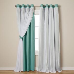 Luxe Exclusive Home Curtains Catarina Woven Blackout Grommet Top Panel Pair, Turquoise, 52x96, 2 Piece Luxe Exclusive Home Curtains Catarina Woven Blackout Grommet Top Panel Pair, Turquoise, 52x96, 2 Piece