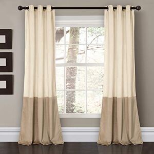 Lush Decor Prima Velvet Curtains Color Block Light Filtering Window Panel Set for Living, Dining, Bedroom (Pair), 38" W x 84" L, Ivory & Taupe Lush Decor Prima Velvet Curtains Color Block Light Filtering Window Panel Set for Living, Dining, Bedroom (Pair), 38" W x 84" L, Ivory & Taupe