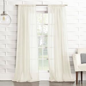 No. 918 Tayla Crushed Texture Semi-Sheer Rod Pocket Curtain Panel, 50" x 108", Cream Off-White No. 918 Tayla Crushed Texture Semi-Sheer Rod Pocket Curtain Panel, 50" x 108", Cream Off-White