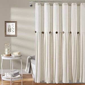 Lush Decor Linen Button Shower Curtain, Off White, 72" x 72 Lush Decor Linen Button Shower Curtain, Off White, 72" x 72