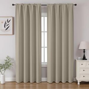 CUCRAF Blackout Curtains Room Darkening Window Curtain Panels, Rod Pocket Thermal Insulated Solid Drapes for Bedroom Living Room, Set of 2 Panels. 52 x 90 inch, Light Beige CUCRAF Blackout Curtains Room Darkening Window Curtain Panels, Rod Pocket Thermal Insulated Solid Drapes for Bedroom Living Room, Set of 2 Panels. 52 x 90 inch, Light Beige