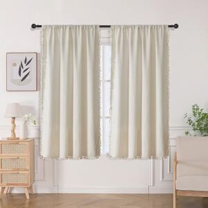 Joydeco Beige Boho Curtains 63 Inch Length 2 Panels, Super Soft Bohemian Farmhouse Curtains with Tassels, Semi Sheer Light Filtering Drapes for Bedroom Living Room (Rod Pocket, 52Wx63L) Joydeco Beige Boho Curtains 63 Inch Length 2 Panels, Super Soft Bohemian Farmhouse Curtains with Tassels, Semi Sheer Light Filtering Drapes for Bedroom Living Room (Rod Pocket, 52Wx63L)