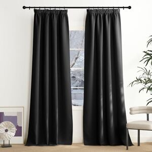 NICETOWN Black Opaque Curtains with Ruffle Tape Thermal Curtain Heat Protection Set of 2 Thermal Curtains Blackout Living Room 240 x 140 cm (H x W) NICETOWN Black Opaque Curtains with Ruffle Tape Thermal Curtain Heat Protection Set of 2 Thermal Curtains Blackout Living Room 240 x 140 cm (H x W)