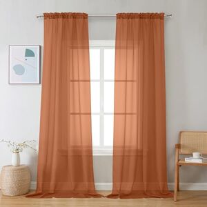 Chyhomenyc Orange Sheer Curtains 96 inches Long 2 Panels, Light Filtering Soft Airy Solid Elegant Voile Window Treatment Drapes for Bedroom Living Room Wedding Party Decor, 42 Wx96 L, 8FT L Chyhomenyc Orange Sheer Curtains 96 inches Long 2 Panels, Light Filtering Soft Airy Solid Elegant Voile Window Treatment Drapes for Bedroom Living Room Wedding Party Decor, 42 Wx96 L, 8FT L