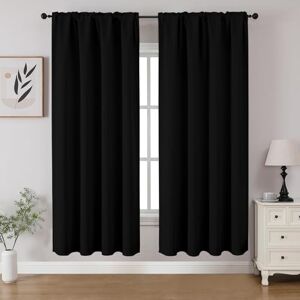 CUCRAF Black Blackout Curtains 63 inch Length 2 Panels Set, Rod Pocket Room Darkening Drapes for Bedroom Living Room, Insulated Thermal Light Blocking Window Curtain (W52 x L63 Inch) CUCRAF Black Blackout Curtains 63 inch Length 2 Panels Set, Rod Pocket Room Darkening Drapes for Bedroom Living Room, Insulated Thermal Light Blocking Window Curtain (W52 x L63 Inch)