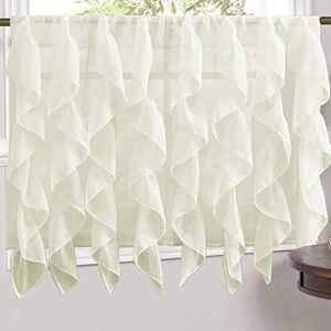 Sweet Home Collection Veritcal Kitchen Curtain Sheer Cascading Ruffle Waterfall Window Treatment-Choice of Valance, 24" Teir, and Kit, 36 in Tier Pair Only, Ivory Sweet Home Collection Veritcal Kitchen Curtain Sheer Cascading Ruffle Waterfall Window Treatment-Choice of Valance, 24" Teir, and Kit, 36 in Tier Pair Only, Ivory