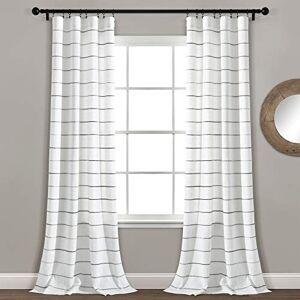 Lush Decor Ombre Stripe Yarn Dyed Cotton Window Curtain Panel Set Colorful Tufted Yarn Stripe Detail 2 Window Panels 40" W x 84" L, Gray Lush Decor Ombre Stripe Yarn Dyed Cotton Window Curtain Panel Set Colorful Tufted Yarn Stripe Detail 2 Window Panels 40" W x 84" L, Gray