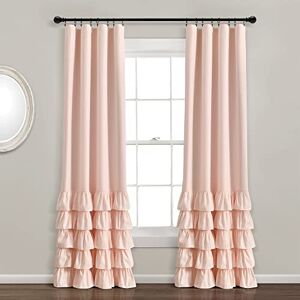 Lush Decor Allison Ruffle 100% Lined Blackout Window Curtain Panel (Single Panel), 84" L x 40" W, Blush Lush Decor Allison Ruffle 100% Lined Blackout Window Curtain Panel (Single Panel), 84" L x 40" W, Blush