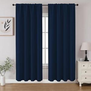 CUCRAF Navy Blue Blackout Curtains 72 inch Length 2 Panels Set, Rod Pocket Room Darkening Drapes for Bedroom Living Room, Insulated Thermal Light Blocking Window Curtain (W52 x L72 Inch) CUCRAF Navy Blue Blackout Curtains 72 inch Length 2 Panels Set, Rod Pocket Room Darkening Drapes for Bedroom Living Room, Insulated Thermal Light Blocking Window Curtain (W52 x L72 Inch)