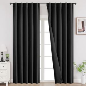 Joydeco Black Blackout Curtains 96 Inches Long, Black Out Curtains 96 Inch Length 2 Panels Set for Bedroom, Room Darkening Curtains & Drapes for Living Room Window (W52 x L96 Inch, Black) Joydeco Black Blackout Curtains 96 Inches Long, Black Out Curtains 96 Inch Length 2 Panels Set for Bedroom, Room Darkening Curtains & Drapes for Living Room Window (W52 x L96 Inch, Black)