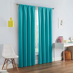 Eclipse Modern Blackout Thermal Rod Pocket Window Curtain for Bedroom or Living Room (1 Panel), Fabric, Turquoise, 42" W x 95" L (Pack of 1) Eclipse Modern Blackout Thermal Rod Pocket Window Curtain for Bedroom or Living Room (1 Panel), Fabric, Turquoise, 42" W x 95" L (Pack of 1)