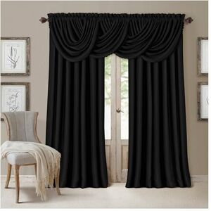 Elrene Home Fashions All Seasons Energy Efficient Room Darkening-Rod Pocket Window Panel, 52" x 108" (1), Black Elrene Home Fashions All Seasons Energy Efficient Room Darkening-Rod Pocket Window Panel, 52" x 108" (1), Black