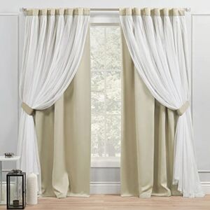 Exclusive Home Catarina HT Layered Solid Room Darkening Blackout and Sheer Hidden Tab/Rod Pocket Top Curtain Panel Pair, 52X96, Sand Exclusive Home Catarina HT Layered Solid Room Darkening Blackout and Sheer Hidden Tab/Rod Pocket Top Curtain Panel Pair, 52X96, Sand