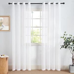 NICETOWN Voile Curtains, White, Transparent, 2 Pieces, H 225 x W 140 cm, Linen Look Curtains, Living Room Curtain, Translucent Curtain with Eyelets, White NICETOWN Voile Curtains, White, Transparent, 2 Pieces, H 225 x W 140 cm, Linen Look Curtains, Living Room Curtain, Translucent Curtain with Eyelets, White