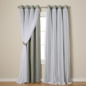 Luxe Exclusive Home Curtains Exclusive Home Catarina Layered Solid Room Darkening Blackout and Sheer Grommet Top Curtain Panel Pair, Polyester, Soft Grey, 52x108 Luxe Exclusive Home Curtains Exclusive Home Catarina Layered Solid Room Darkening Blackout and Sheer Grommet Top Curtain Panel Pair, Polyester, Soft Grey, 52x108