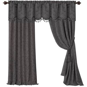 Elrene Home Fashions Mia Jacquard Scroll Blackout Window Curtain, 52" x 95" (1 panel), Grey Elrene Home Fashions Mia Jacquard Scroll Blackout Window Curtain, 52" x 95" (1 panel), Grey