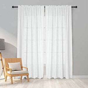 Melodieux 2 Panel Faux Linen Voile Net Curtains Semi Sheer Rod Pocket Drapes for Bedroom, Living Room, Window White, 55 x 89 inch drop (140 x 225cm) Melodieux 2 Panel Faux Linen Voile Net Curtains Semi Sheer Rod Pocket Drapes for Bedroom, Living Room, Window White, 55 x 89 inch drop (140 x 225cm)