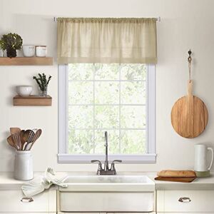 Elrene Home Fashions 26865775433 Solid Hemstitched Rod Pocket Valance Kitchen/Café Window Curtain, 60" x 15", Linen Elrene Home Fashions 26865775433 Solid Hemstitched Rod Pocket Valance Kitchen/Café Window Curtain, 60" x 15", Linen