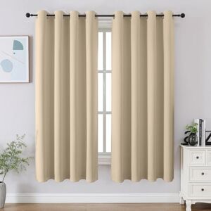 CUCRAF Light Beige Blackout Curtains 54 inch Length 2 Panels Set, Room Darkening Drapes for Living Room Bedroom, Thermal Insulated Light Blocking Grommet Window Curtain (W52 x L54 Inch) CUCRAF Light Beige Blackout Curtains 54 inch Length 2 Panels Set, Room Darkening Drapes for Living Room Bedroom, Thermal Insulated Light Blocking Grommet Window Curtain (W52 x L54 Inch)