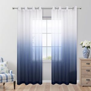 KOUFALL Navy Blue Curtains 84 Inch for Living Room Set of 2 Panels Grommet Window Semi Sheer Nautical Design Faux Linen Ombre Navy Curtains for Boys Bedroom Nursery Men Office Decor Deep Dark Blue and White KOUFALL Navy Blue Curtains 84 Inch for Living Room Set of 2 Panels Grommet Window Semi Sheer Nautical Design Faux Linen Ombre Navy Curtains for Boys Bedroom Nursery Men Office Decor Deep Dark Blue and White