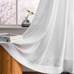 Melodieux White Linen Textured Semi Sheer Curtains 63 Inch Length for Bedroom Living Room Natural Flax Linen Rod Pocket Voile Drapes, 52 by 63 Inch (2 Panels) Melodieux White Linen Textured Semi Sheer Curtains 63 Inch Length for Bedroom Living Room Natural Flax Linen Rod Pocket Voile Drapes, 52 by 63 Inch (2 Panels)