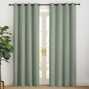NICETOWN Door Curtain Cold Protection Blackout Curtain for Children's Room Set of 2 Sage Green H 200 x W 140 cm Long Curtains Living Room Modern Eyelet Curtain NICETOWN Door Curtain Cold Protection Blackout Curtain for Children's Room Set of 2 Sage Green H 200 x W 140 cm Long Curtains Living Room Modern Eyelet Curtain