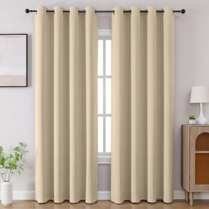 CUCRAF Light Beige Blackout Curtains 84 inch Length 2 Panels Set, Room Darkening Drapes for Living Room Bedroom, Thermal Insulated Light Blocking Grommet Window Curtain (W52 x L84 Inch) CUCRAF Light Beige Blackout Curtains 84 inch Length 2 Panels Set, Room Darkening Drapes for Living Room Bedroom, Thermal Insulated Light Blocking Grommet Window Curtain (W52 x L84 Inch)