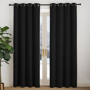 NICETOWN Black Curtains, Opaque Curtains, 220 cm Long, Cold Protection Curtain, Blackout Curtain, Eyelets Curtain, Living Room, Modern Over Curtains, Eyelet Curtains, Set of 2, H 220 x W 140 cm NICETOWN Black Curtains, Opaque Curtains, 220 cm Long, Cold Protection Curtain, Blackout Curtain, Eyelets Curtain, Living Room, Modern Over Curtains, Eyelet Curtains, Set of 2, H 220 x W 140 cm
