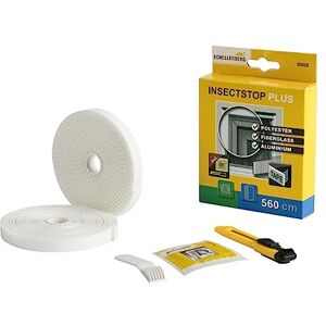 Schellenberg 50029 Plus Adhesive Tape for Mosquito Net Polyester Fiberglass and Aluminium Fabric, 5.6 m Length Including Mounting Accessories, White Schellenberg 50029 Plus Adhesive Tape for Mosquito Net Polyester Fiberglass and Aluminium Fabric, 5.6 m Length Including Mounting Accessories, White
