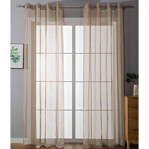 Gardinenbox 20332-cn2 Set of 2 Eyelet Curtains Transparent Plain Curtains with Eyelets Lead Band Closure for Living Room 100% Polyester Sand 245 x 140 cm Gardinenbox 20332-cn2 Set of 2 Eyelet Curtains Transparent Plain Curtains with Eyelets Lead Band Closure for Living Room 100% Polyester Sand 245 x 140 cm