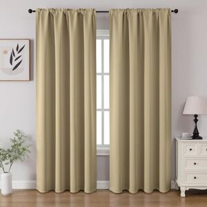 CUCRAF Beige Blackout Curtains 84 inch Length 2 Panels Set, Rod Pocket Room Darkening Drapes for Bedroom Living Room, Insulated Thermal Light Blocking Window Curtain (W52 x L84 Inch) CUCRAF Beige Blackout Curtains 84 inch Length 2 Panels Set, Rod Pocket Room Darkening Drapes for Bedroom Living Room, Insulated Thermal Light Blocking Window Curtain (W52 x L84 Inch)