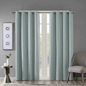 Sun Maya Blackout Curtains Patio Window, Textured Heatherd Print, Grommet Top Living Room Decor Thermal Insulated Light Blocking Drape for Bedroom and Apartments, 50x84, Aqua Sun Maya Blackout Curtains Patio Window, Textured Heatherd Print, Grommet Top Living Room Decor Thermal Insulated Light Blocking Drape for Bedroom and Apartments, 50x84, Aqua