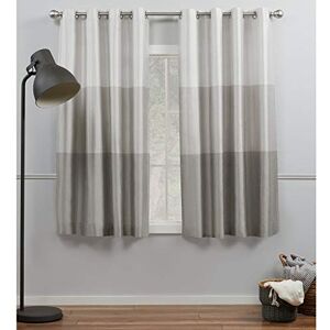 Exclusive Home Chateau Striped Faux Silk Grommet Top Curtain Panel Pair, 54"x63", Dove Grey Exclusive Home Chateau Striped Faux Silk Grommet Top Curtain Panel Pair, 54"x63", Dove Grey