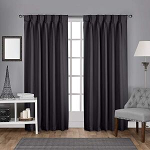Exclusive Home Curtains Sateen Woven Blackout Pinch Pleat Top Panel Pair, Charcoal, 30x108, 2 Piece Exclusive Home Curtains Sateen Woven Blackout Pinch Pleat Top Panel Pair, Charcoal, 30x108, 2 Piece