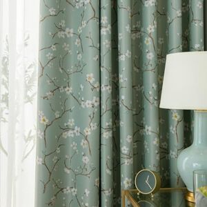 SUOUO Green Vintage Floral Blackout Curtains for Bedroom Print White Blossom Flower Room Darkening Thermal Insulated Window Drapes for Living Room 84 inches Long 2 Panels SUOUO Green Vintage Floral Blackout Curtains for Bedroom Print White Blossom Flower Room Darkening Thermal Insulated Window Drapes for Living Room 84 inches Long 2 Panels