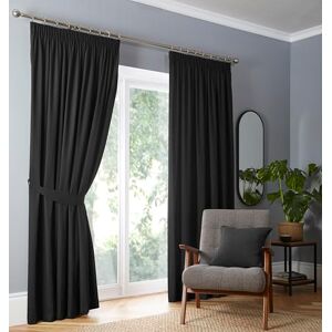 Fusion Black Blackout Curtains W90 x L72 (229 x 183cm) – Pencil Pleat Thermal Drapes – Plain Black Window Treatment for Bedroom & Living Room – 2 Panels – 100% Cotton Fusion Black Blackout Curtains W90 x L72 (229 x 183cm) – Pencil Pleat Thermal Drapes – Plain Black Window Treatment for Bedroom & Living Room – 2 Panels – 100% Cotton