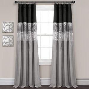 Lush Decor Night Sky 100% Blackout Lined Window Curtain Panel, Single, 42" W x 84" L, Black & Gray Sparkle Sequins & Color Block Modern Glam Decor Blackout Curtains For Bedroom & Living Room Lush Decor Night Sky 100% Blackout Lined Window Curtain Panel, Single, 42" W x 84" L, Black & Gray Sparkle Sequins & Color Block Modern Glam Decor Blackout Curtains For Bedroom & Living Room