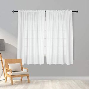 Melodieux 2 Panel Faux Linen Voile Net Curtains Semi Sheer Rod Pocket Drapes for Bedroom, Living Room, Window White, 55 x 54 inch drop (140 x 137cm) Melodieux 2 Panel Faux Linen Voile Net Curtains Semi Sheer Rod Pocket Drapes for Bedroom, Living Room, Window White, 55 x 54 inch drop (140 x 137cm)