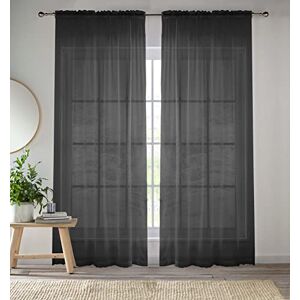 Enhanced Living Black Voile Curtains for Living Room Panel Pair 57 Wide x 72 Drop Plain Woven Slot Top Sheer Curtains (57"x72") 145x183cm Enhanced Living Black Voile Curtains for Living Room Panel Pair 57 Wide x 72 Drop Plain Woven Slot Top Sheer Curtains (57"x72") 145x183cm