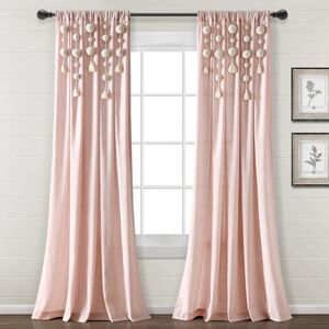 Lush Decor Boho Pom Pom Tassel Linen Window Curtain Panel (Single Panel), 95" L x 52" W, Blush Lush Decor Boho Pom Pom Tassel Linen Window Curtain Panel (Single Panel), 95" L x 52" W, Blush
